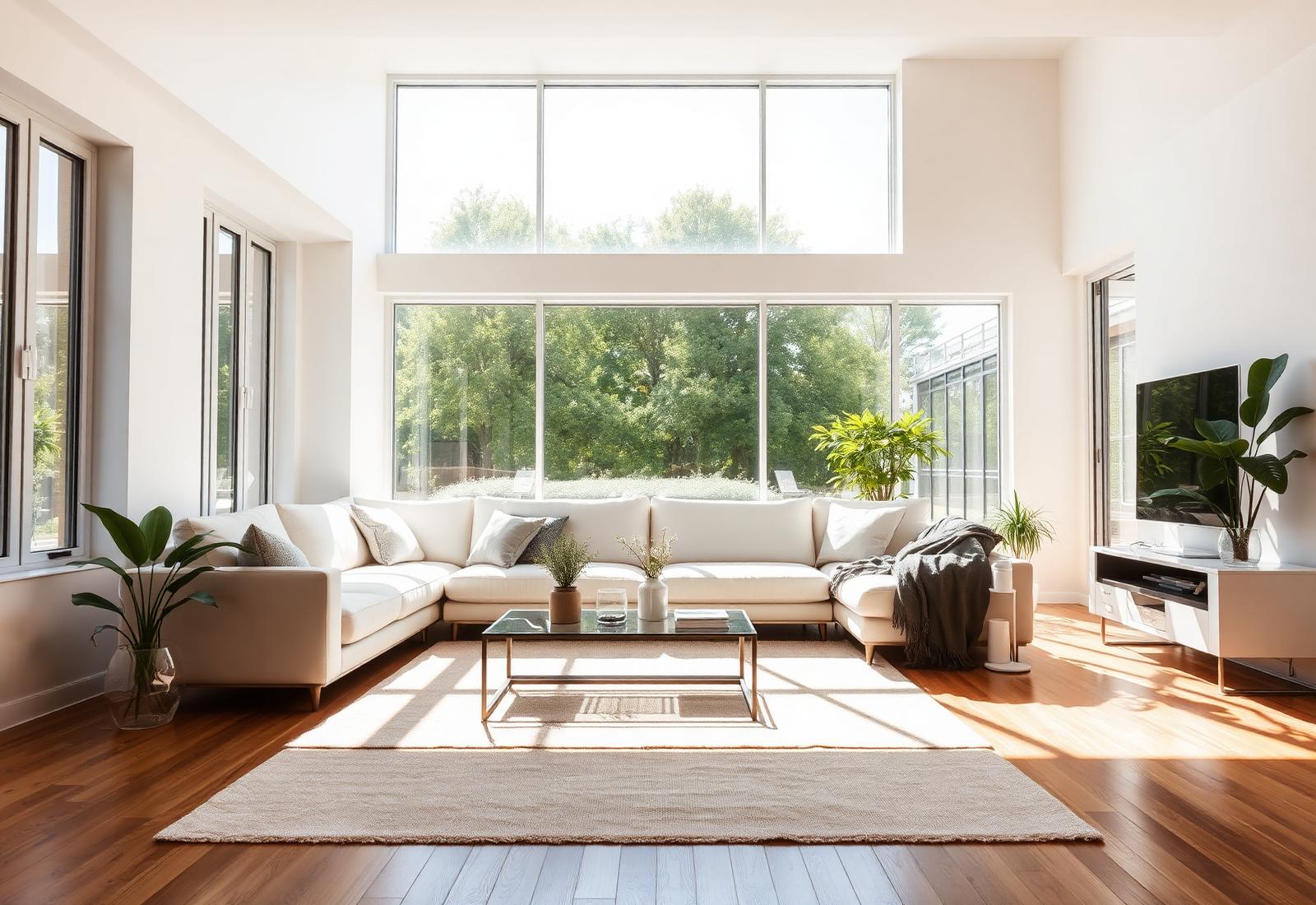 Bright, freshly cleaned modern living room